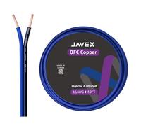 JAVEX Speaker Wire 16-Gauge AWG [0.16mm Strands Oxygen-Free Copper 99.9%] Stranded Copper, Blue/Black, Cable for Hi-Fi Systems, Amplifiers, AV receivers and Car Audio Systems, 50FT [15.25M]