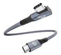 JavicTech Short Right Angle USB C to USB C Cable 1ft, 90 Degree USB C 3.2 Gen 2x2 Data Cable 20Gbps, 5K/4K 60Hz Type C Monitor Display, 240W PD for iPhone 17 16 15, MacBook, iPad, Galaxy S25/S24, SSD