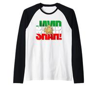 Javid Shah Iranian Flag Persian Pahlavi Lion and Sun Raglan Baseball Tee