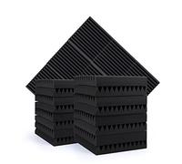 Javik Sound Proofing Acoustic Foam Panels, 2" X 12" X 12" 12 Pcs High Density Wedges Acoustic Panels Fireproof Sound Absorbing Wall Panels for Recording Studio, Home, Offices (Black)