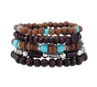 JAVMOO Gothic Bracelet Adjustable Punk Braided Leather Multilayer Grunge Set Bracelets Emo Metal Cuff Wrap Bangles Meaningful Gift, 5.5 UK, Wood, wood