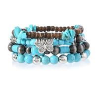 JAVMOO Gothic Bracelet Adjustable Punk Braided Leather Multilayer Grunge Set Bracelets Emo Metal Cuff Wrap Bangles Meaningful Gift, 5.5 UK, Wood, wood