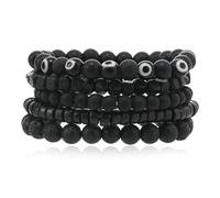 JAVMOO The Evil Eye Wooden Bead Bracelet for Men Women Retro Dark Style Leather Gothic Multi-Layer Handmade Jewelry Wristbands Black