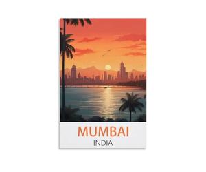 JAVON Mumbai India Vintage Travel Posters 08x12inch(20x30cm) Canvas Art Poster And Wall Art Picture Print Bedroom Decor