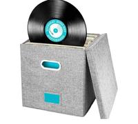 Javoryxh 12.99Inch Record Organizers Box CDs Storage With Lid And Handles Large Capacity Folding Holder For Albums And Files Dustproof Record Holder