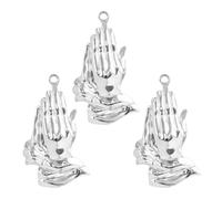 Javoryxh 3Pcs Stainless Steel Charm For Handmade Jewelry Praying Hand Shaped Pendant Accessories Religious Earring Parts