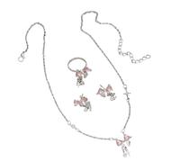 Javoryxh Beautiful Rhinestones Bowknot Necklace Lovely Crystal Bowknot Earrings Enhancing Your Look With A Touch Of Sparkles