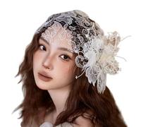 Javoryxh Delicate Veil Bride Headpiece Pearls Flower Caps Bachelorette Party Bridal Hair Jewelry Headpiece Props