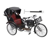Javoryxh Detailed Iron Miniature Tricycle Handmade Display Rickshaw Figurine Model Bookshelves Decors For Vintage Enthusiasts Classical Three Wheeled Bike Model Decoration
