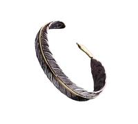 Javoryxh Distressed Feathered Open Adjustable Unisex Cuff Bangle Gift Ethnic Accessories Handmade Jewelry For Women Men Retro Distressed Silver Jewelry Gift