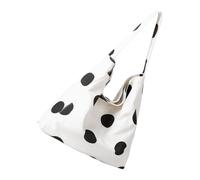 Javoryxh Dot-Patterned Large Canvas Shoulder Bag For Women Lightweight Work Commute Tote With Multi-Pockets & Sturd Design Multi Pocket Organizer Bag