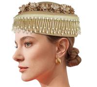 Javoryxh Flight Attendant Hat For Kids Adults Air Stewardess Party Cosplay Costume Rhinestones Woolen Berets For Halloween Party