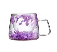 Javoryxh Glass Cup with Dry Flower 200ml Beverage Drinking Cups Double Layer Coffee Drinkware for Everyday Use Glass for Kitchen