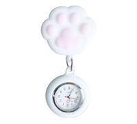 Javoryxh Kitten Paws Nurse Watch with Clip for Easy Wear Extendible Line Clip-on Type Healthcare Brooch Hospital Staff