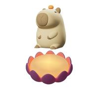 Javoryxh Lovely Animal Lamp LED Night Light with Color Changing Flower Base for Home Bedroom Decoration Capybara Night Light