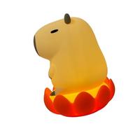 Javoryxh Lovely Animal Lamp LED Night Light with Color Changing Flower Base for Home Bedroom Decoration Capybara Night Light