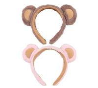 Javoryxh Lovely Bear Ear Headband For Family Gathering Plush Hairhoop Women Face Washing Hairband Cosplay Party Headwear 2PCS