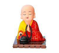 Javoryxh Nodding Buddhist Monk Car Ornament Solar Energy ABSDashboard Decoration Little Monk Figurine Ornament For Home Car Dashboard Ornaments For Men