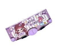 Javoryxh Novelty Pencil Box with Scissors Sharpener Timetable Finger Wrap Tape Clear Ruler Eraser for Children Boy Girl Double Layer Pencil Case