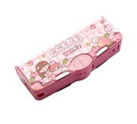 Javoryxh Novelty Pencil Box with Scissors Sharpener Timetable Finger Wrap Tape Clear Ruler Eraser for Children Boy Girl Double Layer Pencil Case