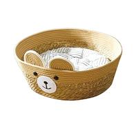 Javoryxh Pet Bed Woven Basket With Detachable Cushion Cartoon Bear Theme Bed Dog Detachable Cushion Nest Pet Furniture