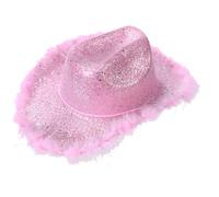 Javoryxh Plush Trim Cowboy Hats For Disco Party Female Shimmering Sequins Cowboy Hats Disco Party Hat Male Female Windproof Hat