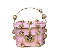 Javoryxh Sophisticated Bucket Evening Bag Fashionable Ladies Handbag Shoulder Purse With Floral Decoration For Various Occasion Detachable Chain Bag