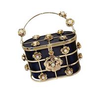 Javoryxh Sophisticated Bucket Evening Bag Fashionable Ladies Handbag Shoulder Purse With Floral Decoration For Various Occasion Detachable Chain Bag