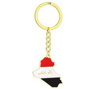 Javoryxh Stylish Keychain Featuring Iraq Map Sturdy Steel Iraq Flag Keyrings Key Holder For Gifting