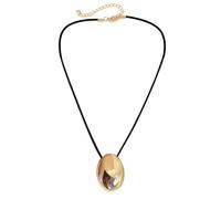 Javoryxh Stylish Metal Oval Shaped Neckchain Geometric Pendant Necklace Adjustable PU Leather Cord Clavicle Chain Elegant Jewelry Casual And Fashion Necklace