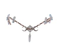 Javoryxh Witch Costume Hair Hoop Carving Moon Colorful Crystal Hair Styling For Live Show Headband For Carnivals