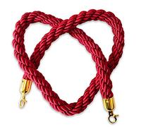 JAVOUKA 1.5m Red Twisted Queue Rope Divider Crowd Control Stanchion Queue Posts - Barrier Rope for Hotel/Bank/Hospital/Playground/Other Public Areas