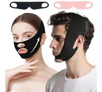 Jaw Strap for Sleeping,2pcs Chin Strap for Sleeping,Chin Strapanti Snoring Chin Strap Jaw Strap Adjustable Breathable Air Flow Jaw Straps for Men and Women Face Lift with Eye Mask 2