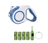 JAWADE Retractable Dog Leash for Cats and Dogs, 16ft Anti-Tangle Design with Quick Brake and Ergonomic Handle, Supports Pets up to 44lbs, Includes 4 Waste Bags and Dispenser, Blue