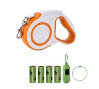 JAWADE Retractable Dog Leash for Cats and Dogs, 16ft Anti-Tangle Design with Quick Brake and Ergonomic Handle, Supports Pets up to 44lbs, Includes 4 Waste Bags and Dispenser, Orange