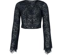 Jawbreaker Devore Lace-Up Top with Bell Sleeves Long-sleeve Shirt black L