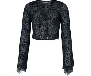 Jawbreaker Devore Lace-Up Top with Bell Sleeves Long-sleeve Shirt black L