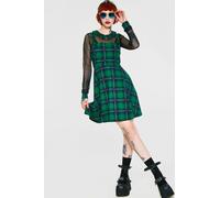Jawbreaker Round In Circles Plaid Overall Dress Mini Dress green XS