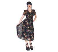 Jawbreaker Skull & Roses Mesh Midi Dress (Multicolour)