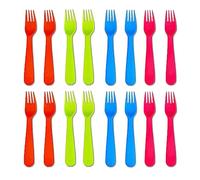 Jawbush 16Pcs Plastic Kids Forks, Reusable Toddler Utensils with Bright Colors, Durable Silversware Set for Lunch Box Camping or Travel, Easy Grips Both for Kids or Adults, BPA Free Dishwasher Safe