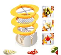 Jawbush 3-in-1 Egg Slicer with Blades, Stainless Steel Egg Cutter for Hard Boiled Eggs Food Slicer to Cut Fruits into Fourth Sixth or Slices, Heavy Duty Dishwasher Safe, Yellow