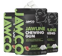 JAWCO Ultra-tough Jawline Chewing Gum | Get a Stronger, Squarer Jawline | Jaw Training Hard Gum | Chisel, Sculpt, Tone your Jaw | 15X Hardness | Facial Fitness Mewing Gum | Jacked Watermelon (3-Pack)