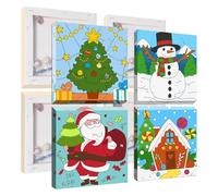 Jawecci 4 Pack Christmas Framed Paint by Numbers Kit for Adults - Winter Theme Paint by Numbers Kits on Canvas with Accessories for Gifts Home Decor 8X8 Inch