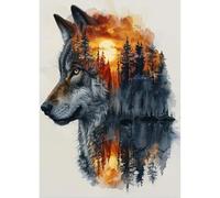 Jawecci Animal Diamond Painting Kits for Adults Beginners - Wolf Diamond Art Kits for Adults, 5D Round Full Drill Diamond Painting DIY Gifts for Home Decor 30x40cm