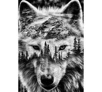 Jawecci Black Wolf Diamond Painting Kits for Adults Beginners - Mountain Diamond Art Kits for Adults, 5D Round Full Drill Diamond Painting DIY Gifts for Home Decor 30x40cm