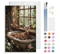 Jawecci Deer Paint by Numbers with Frame Kits for Adults, Adults Paint by Numbers Animals on Framed Canvas, Easy Acrylic Arts Crafts Beginners for Gifts Home Decor 20X30cm
