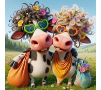 Jawecci Diamond Painting Cows Kits, 5D DIY Diamond Painting Animals for Adults Beginners, Full Drill Round Diamond Art Dots on Canvas Craft Gifts Home Decor 30X30cm