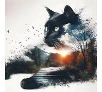 Jawecci Diamond Painting Forest Cat Kits, 5D DIY Diamond Painting Animals for Adults Beginners, Full Drill Round Diamond Art Dots on Canvas Craft Gifts Home Decor 30X30