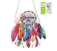 Jawecci Dream Catcher Diamond Painting Hanging Pendant Kits, Special Shaped Crystal DIY Feather Diamond Art Hanging Ornaments with Chain Gem Painting for Adults Kids Window Door Gifts, Box Package