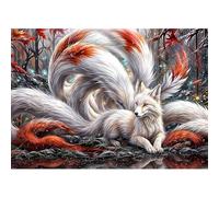 Jawecci Fox Diamond Painting Kits, 5D DIY Diamond Painting Flowers Kits for Adults Beginners, Full Drill Round Diamond Art Painting Dots Craft Set Gifts 30X40cm